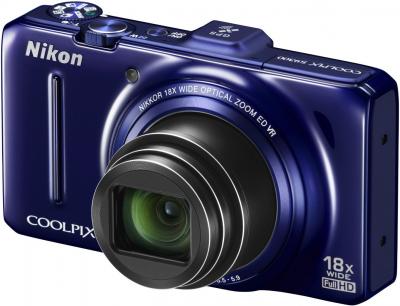 Компактный фотоаппарат Nikon Coolpix S9300 Blue - общий вид