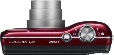 Компактный фотоаппарат Nikon Coolpix L26 Red - вид сверху