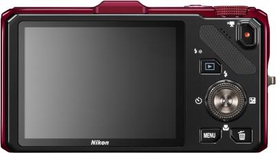 Компактный фотоаппарат Nikon Coolpix S9300 Red - вид сзади