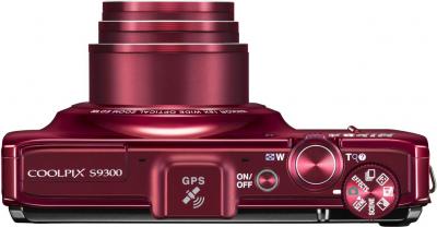 Компактный фотоаппарат Nikon Coolpix S9300 Red - вид сверху