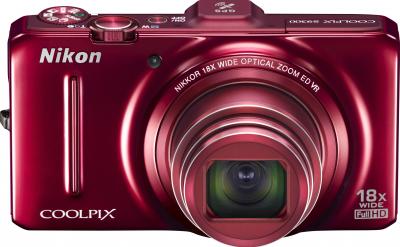 Компактный фотоаппарат Nikon Coolpix S9300 Red - общий вид