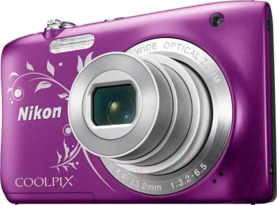 Компактный фотоаппарат Nikon Coolpix S2900 (фиолетовый с рисунком)