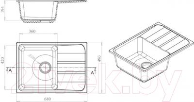 Мойка кухонная Harte H-5068 (черный)