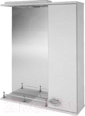 Шкаф с зеркалом для ванной Ванланд Жемчуг 1-60 (белый, правый)