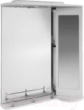 Шкаф с зеркалом для ванной Ванланд Жемчуг 3-65 (белый, правый)