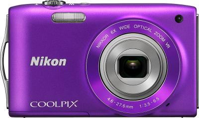 Компактный фотоаппарат Nikon Coolpix S3300 Violet - вид спереди
