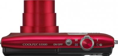 Компактный фотоаппарат Nikon Coolpix S3300 Red - вид сверху