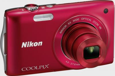 Компактный фотоаппарат Nikon Coolpix S3300 Red - общий вид