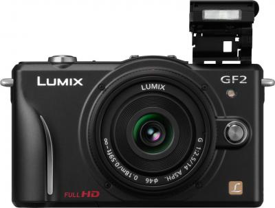 Беззеркальный фотоаппарат Panasonic Lumix DMC-GF2KEE-K - вид спереди