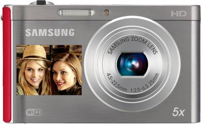 Компактный фотоаппарат Samsung DV300F (EC-DV300FBPRRU) Silver-Red - вид спереди