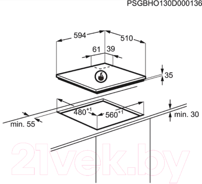 Газовая варочная панель Zanussi ZGX566424B 