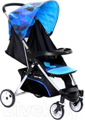 Детская прогулочная коляска Happy Dino LC360 (голубой с ромбами) - общий вид