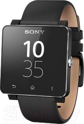 Ремешок для часов Sony SE20LB (черный) - вид с часами