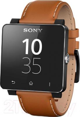 Ремешок для часов Sony SE20LT (коричневый) - вид с часами