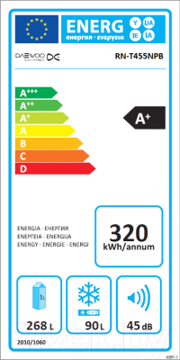 Холодильник с морозильником Daewoo RN-T455NPB
