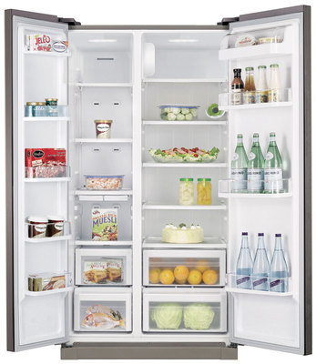 Холодильник с морозильником Samsung RSA1NHMG1 - с открытыми дверьми