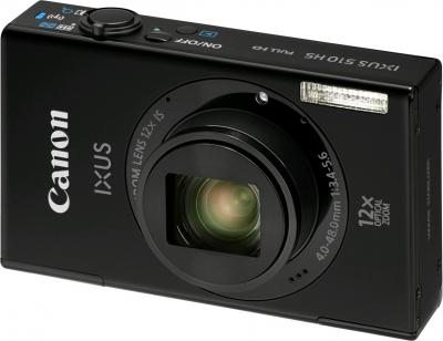 Компактный фотоаппарат Canon IXUS 510 HS Black - Вид спереди