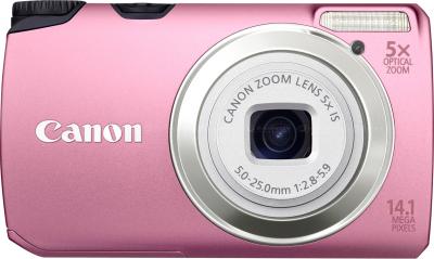 Компактный фотоаппарат Canon PowerShot A3200 IS Pink - Вид спереди