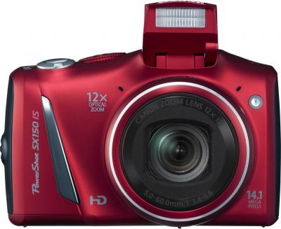 Компактный фотоаппарат Canon PowerShot SX150 IS Red - Вид спереди