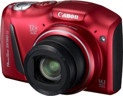 Компактный фотоаппарат Canon PowerShot SX150 IS Red - Вид спереди