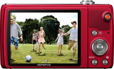 Компактный фотоаппарат Olympus VR-340 Red - вид сзади