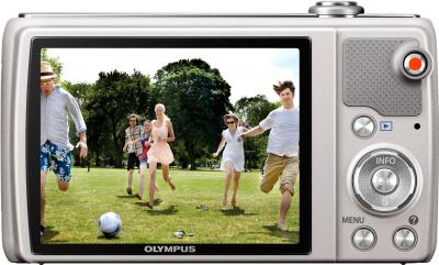 Компактный фотоаппарат Olympus VR-340 Silver - вид сзади