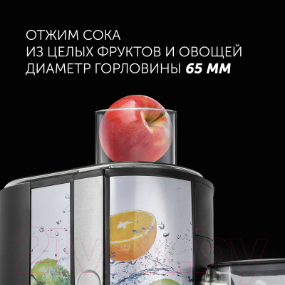 Соковыжималка электрическая Polaris PEA 0829 Fruit Fusion (стальной/черный)