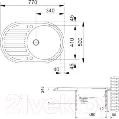 Мойка кухонная Franke Ronda ROG 611 (114.0359.972) - схема