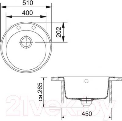 Мойка кухонная Franke Ronda ROG 610-41 (114.0175.160) - схема