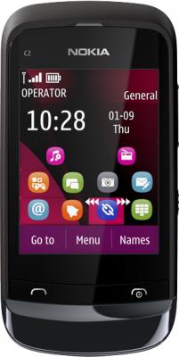 Мобильный телефон Nokia C2-02 Chrome Black - общий вид