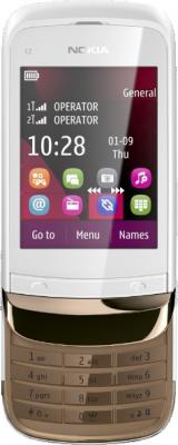 Мобильный телефон Nokia C2-02 Golden White - в раскрытом виде