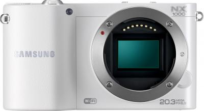 Беззеркальный фотоаппарат Samsung EV-NX1000 White (EV-NX1000BFWRU) - вид спереди без объектива