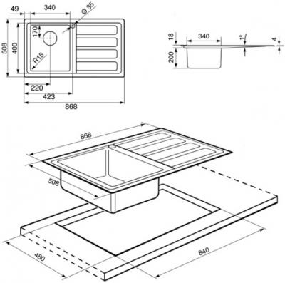 Мойка кухонная Smeg LD861D - схема