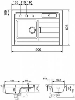 Мойка кухонная Smeg LC90B - схема