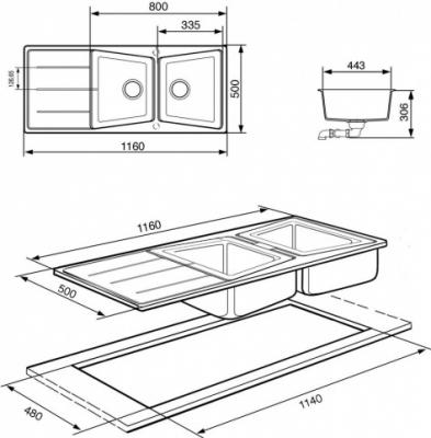 Мойка кухонная Smeg LS116T - схема
