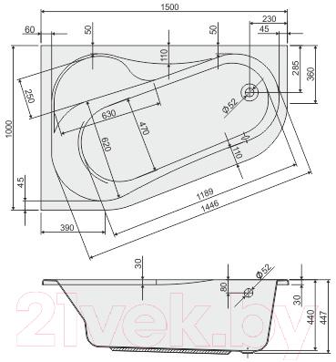 Ванна акриловая Sanplast WAL/AS 100x150