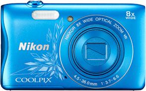 Компактный фотоаппарат Nikon Coolpix S3700 (синий с рисунком)