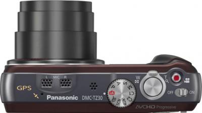 Компактный фотоаппарат Panasonic Lumix DMC-TZ30 Brown - вид сверху