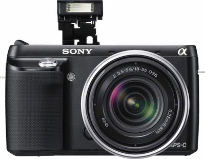 Беззеркальный фотоаппарат Sony Alpha NEX-F3K Black - вид спереди