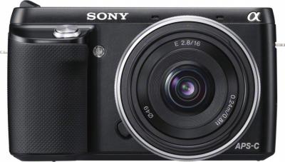 Беззеркальный фотоаппарат Sony Alpha NEX-F3D Black - вид спереди