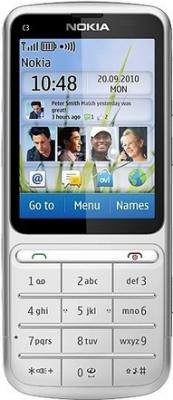 Мобильный телефон Nokia C3-01.5 Silver - вид спереди