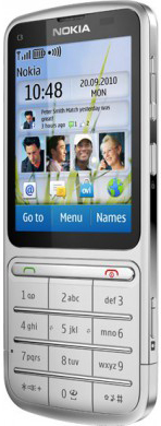 Мобильный телефон Nokia C3-01.5 Silver - вид сбоку