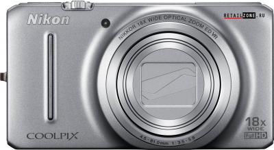 Компактный фотоаппарат Nikon COOLPIX S9200 Silver - общий вид