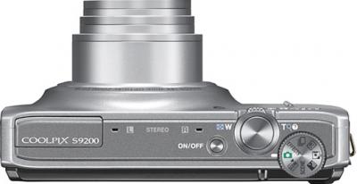 Компактный фотоаппарат Nikon COOLPIX S9200 Silver - вид сверху