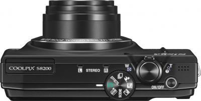 Компактный фотоаппарат Nikon Coolpix S8200 Black - вид сверху