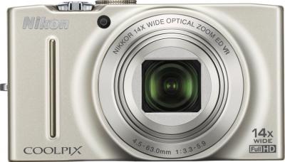 Компактный фотоаппарат Nikon COOLPIX S8200 Silver - вид спереди