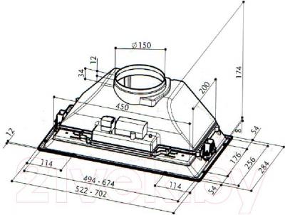 Вытяжка скрытая Faber Inca Smart HCS X A70  - технический чертеж