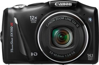 Компактный фотоаппарат Canon PowerShot SX150 IS Black - вид спереди