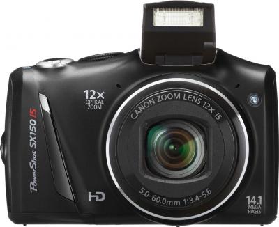 Компактный фотоаппарат Canon PowerShot SX150 IS Black - вид спереди