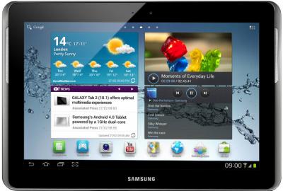 Планшет Samsung Galaxy Tab 2 10.1 32GB 3G Titanium Silver (GT-P5100TSESER) - фронтальный вид